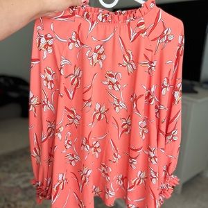 Coral floral blouse